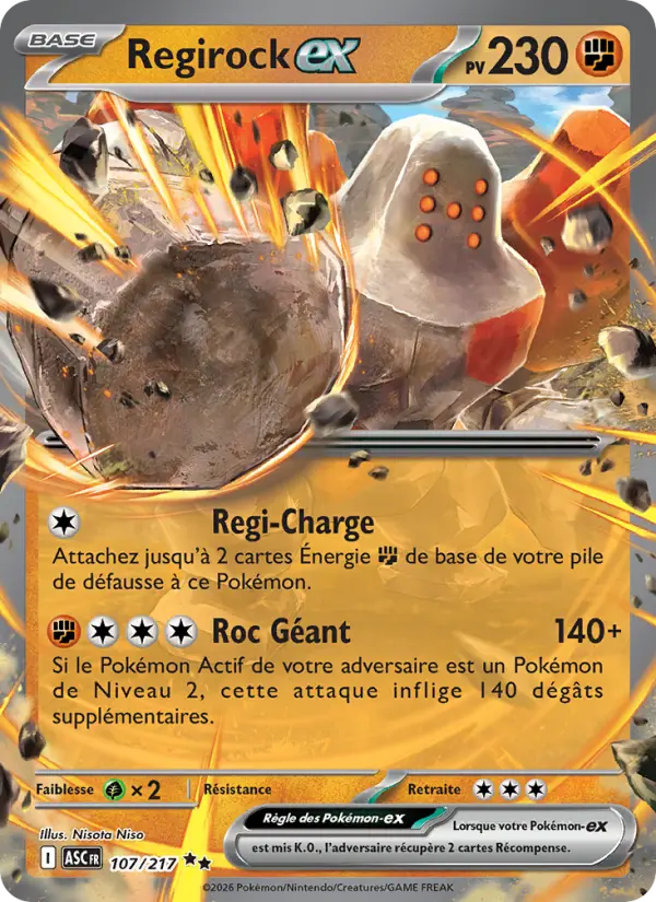 Carte Regirock ex du Pokémon Regirock