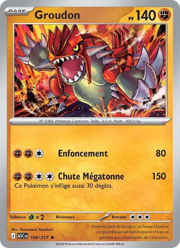Carte Groudon du Pokémon Groudon