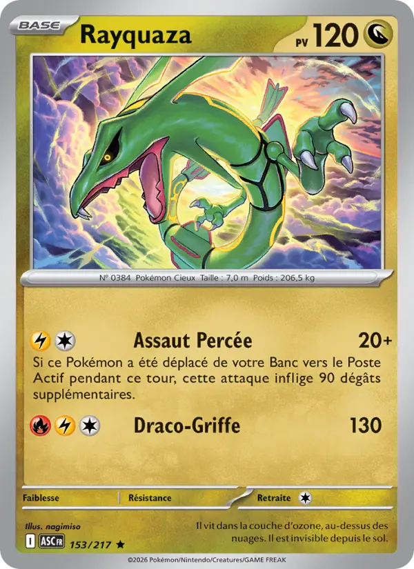 Carte Rayquaza du Pokémon Rayquaza