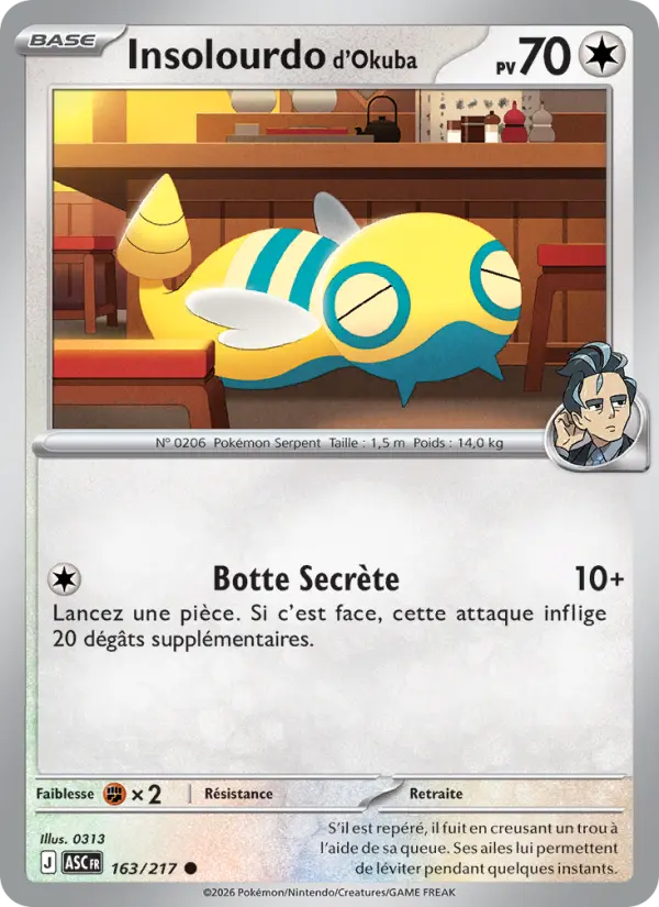 Carte Insolourdo d'Okuba du Pokémon Insolourdo