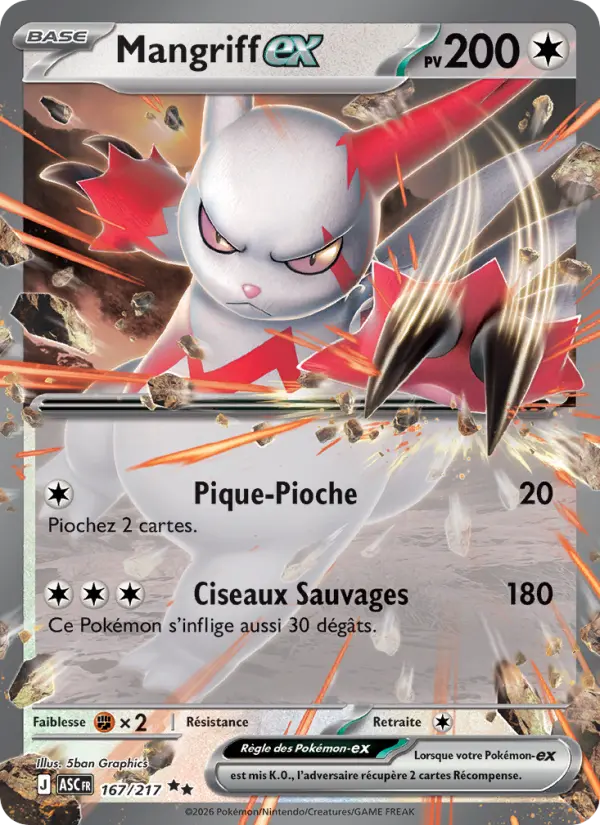 Carte Mangriff ex du Pokémon Mangriff