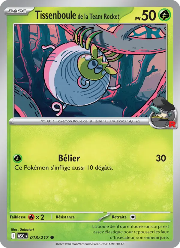 Carte Tissenboule de la Team Rocket du Pokémon Tissenboule