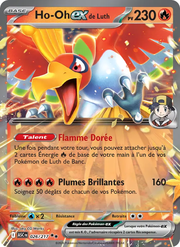 Carte Ho-Oh ex de Luth du Pokémon Ho-Oh