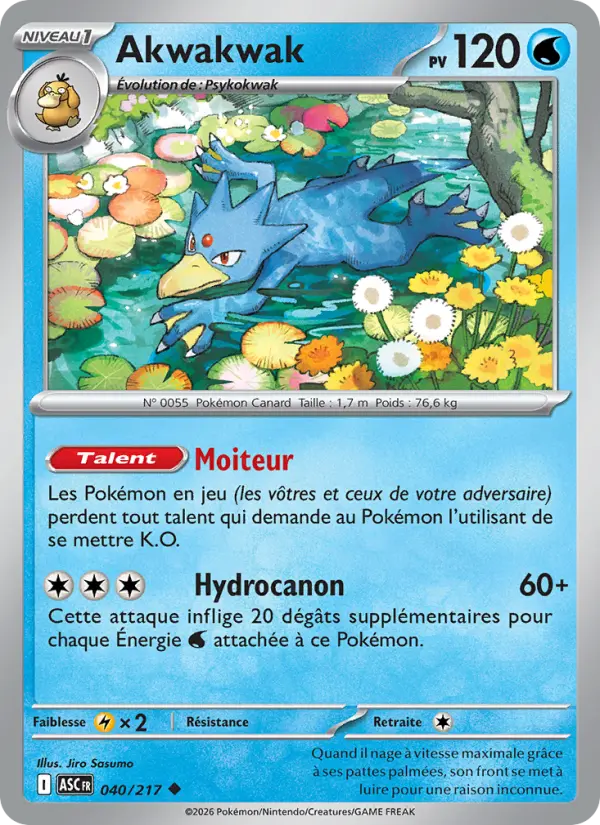 Carte Akwakwak du Pokémon Akwakwak