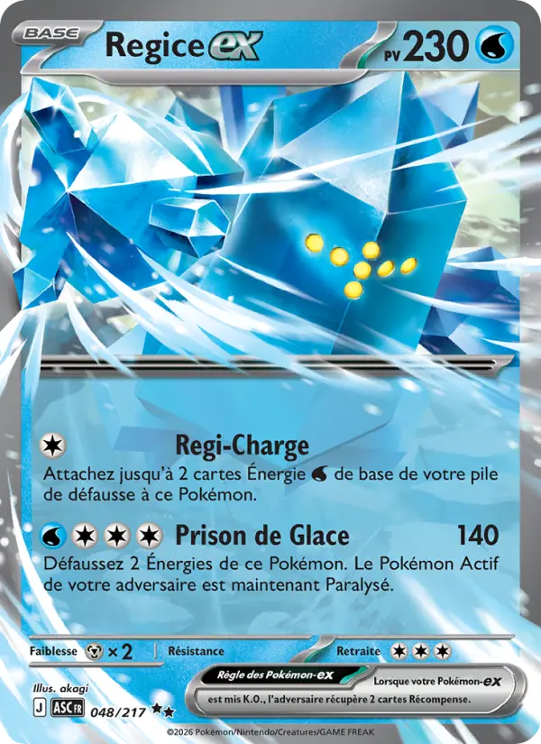 Carte Regice ex du Pokémon Regice