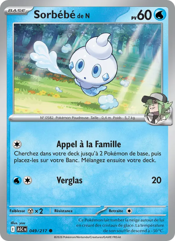 Carte Sorbébé de N du Pokémon Sorbébé