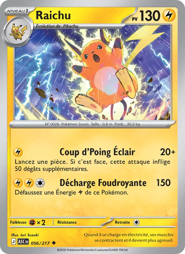 Carte Raichu du Pokémon Raichu