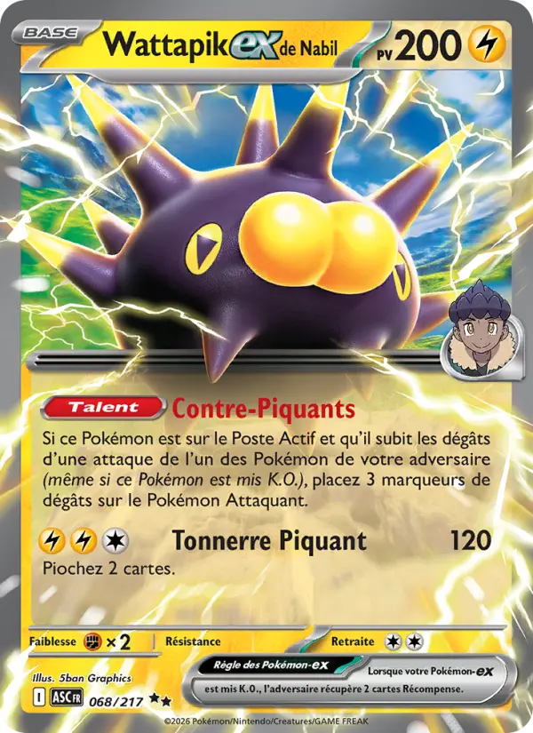 Carte Wattapik ex de Nabil du Pokémon Wattapik