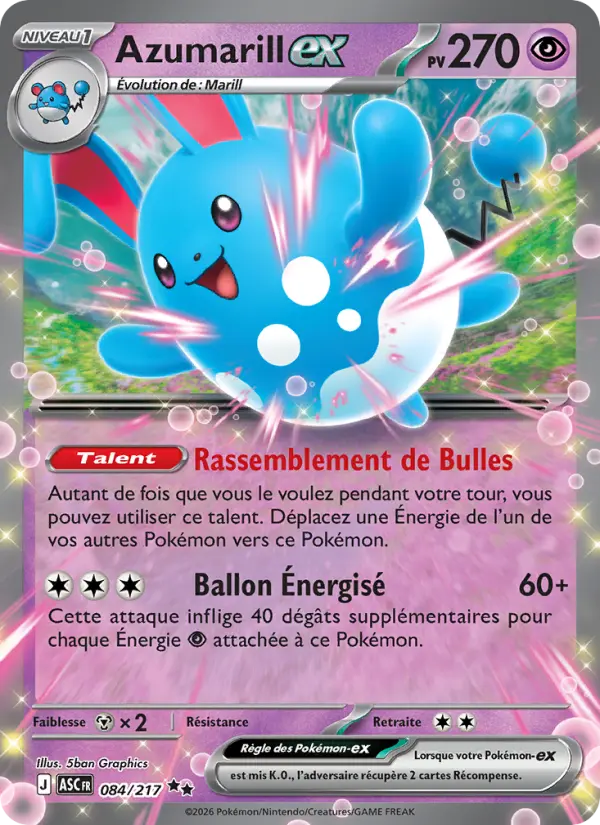 Carte Azumarill ex du Pokémon Azumarill