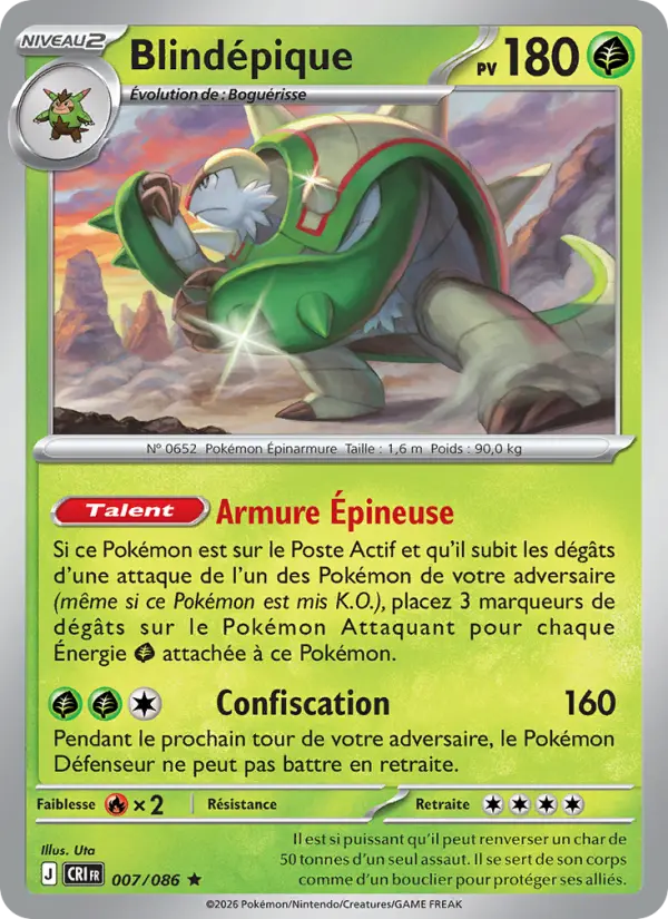 Carte Blindépique du Pokémon Blindépique