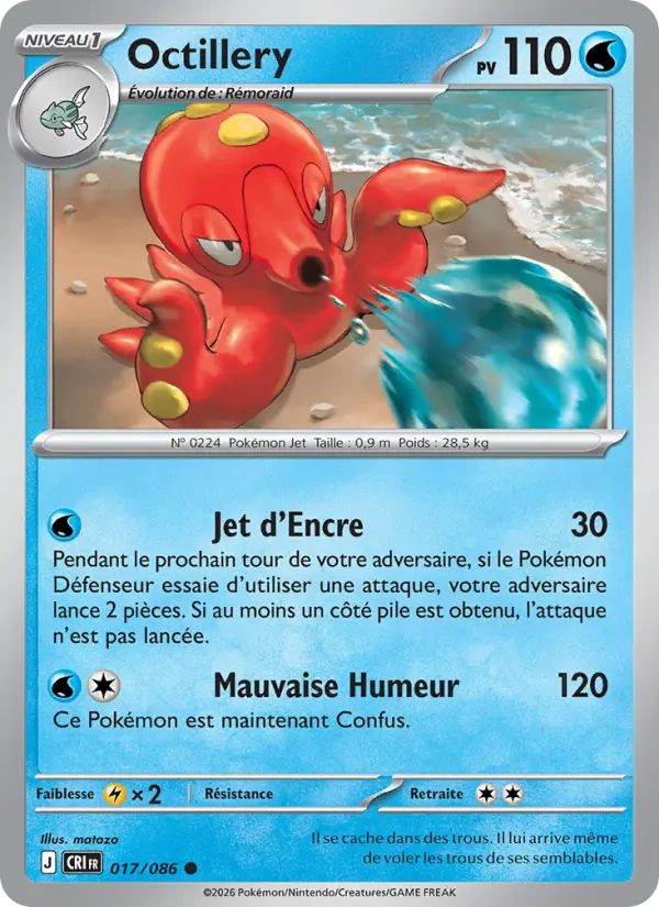 Carte Octillery du Pokémon Octillery