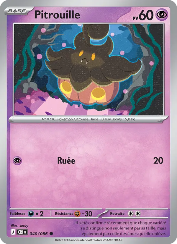 Carte Pitrouille du Pokémon Pitrouille