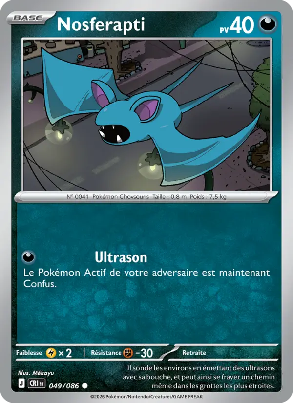 Carte Nosferapti du Pokémon Nosferapti