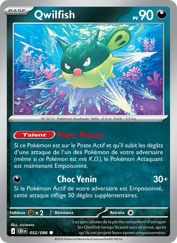 Carte Qwilfish du Pokémon Qwilfish