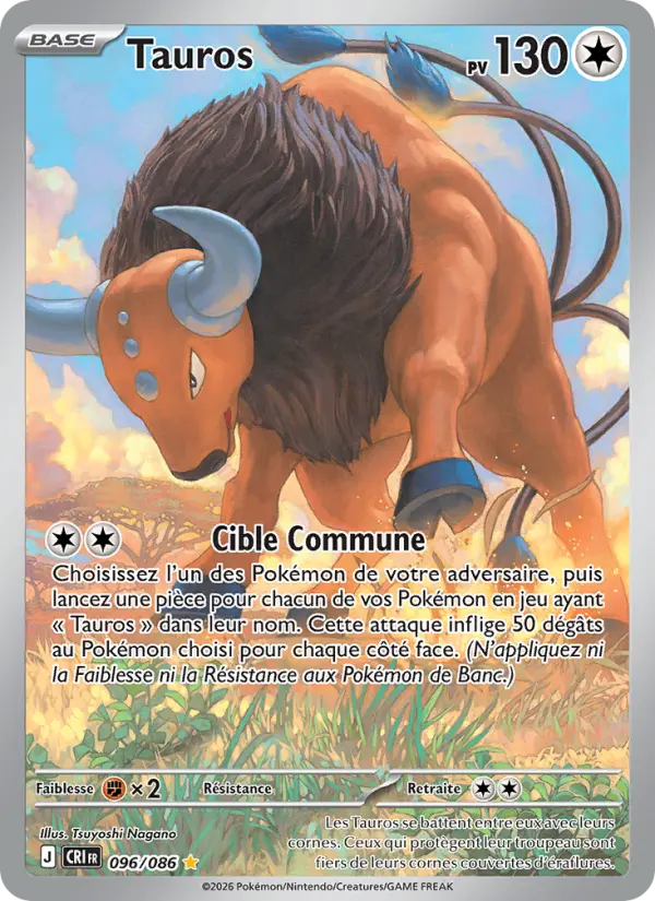 Carte Tauros du Pokémon Tauros