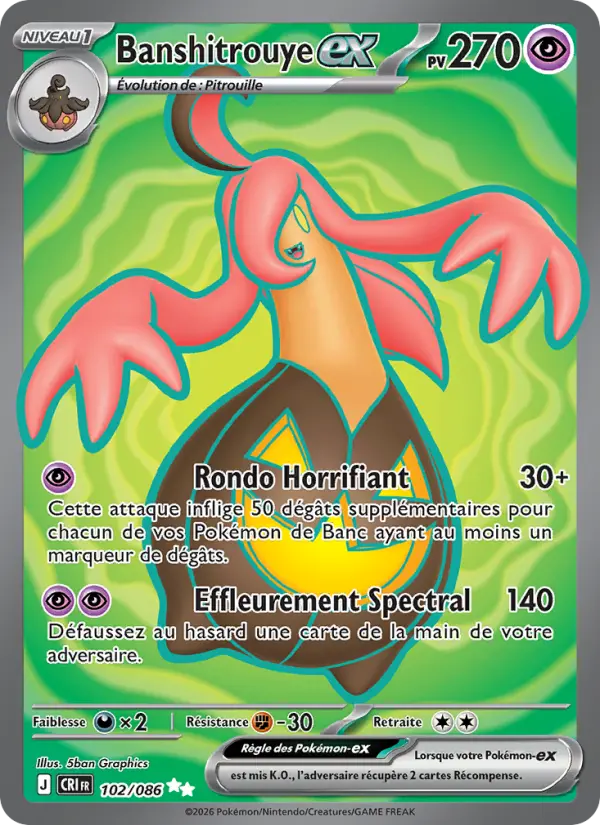Carte Banshitrouye ex du Pokémon Banshitrouye