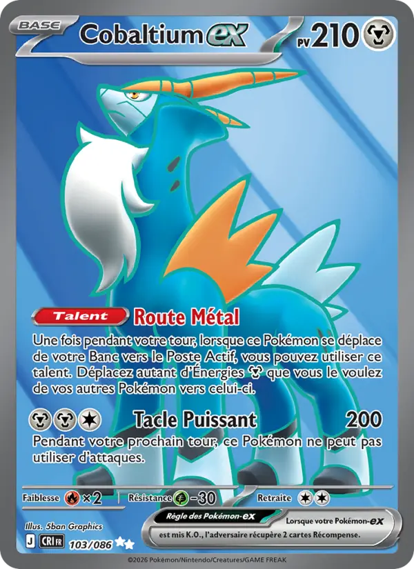 Carte Cobaltium ex du Pokémon Cobaltium