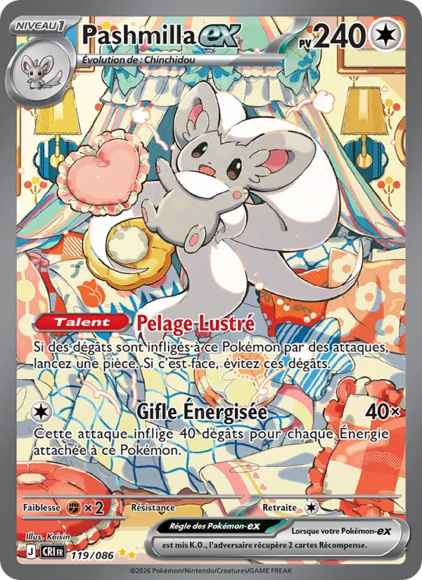 Carte Pashmilla ex du Pokémon Pashmilla