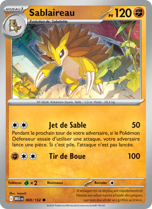 Carte Sablaireau du Pokémon Sablaireau