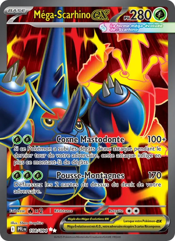Carte Méga-Scarhino ex du Pokémon Scarhino