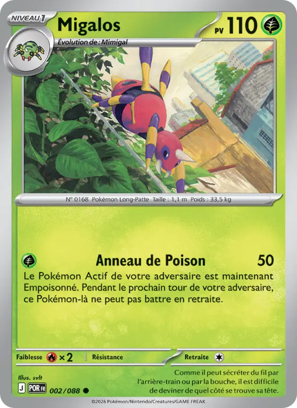 Carte Migalos du Pokémon Migalos