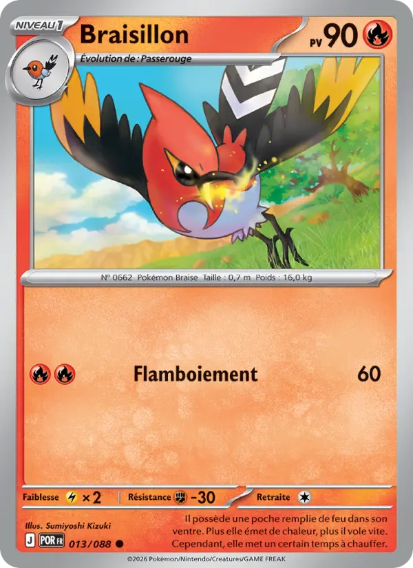Carte Braisillon du Pokémon Braisillon