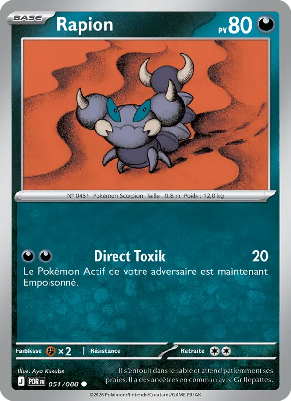 Carte Rapion du Pokémon Rapion