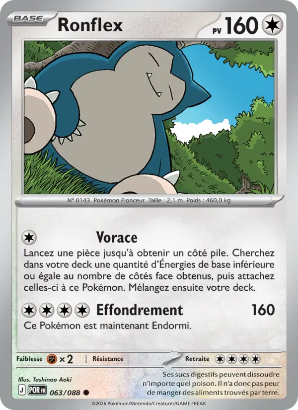 Carte Ronflex du Pokémon Ronflex