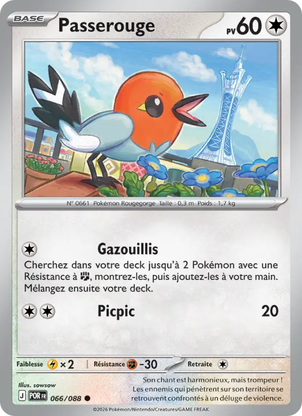 Carte Passerouge du Pokémon Passerouge